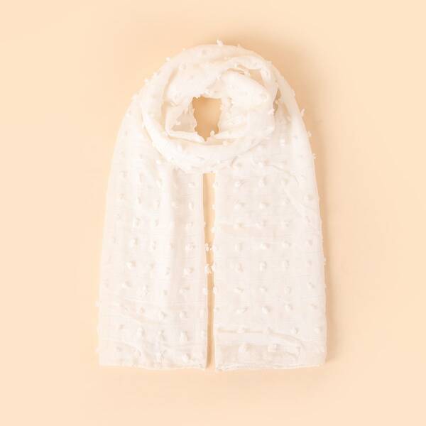 

Fuzzy Dot Scarf, White