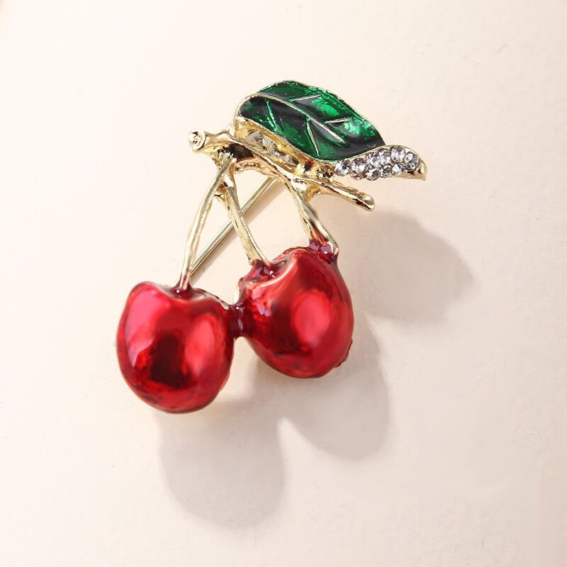 

Rhinestone Fruit Decor Brooch, Red