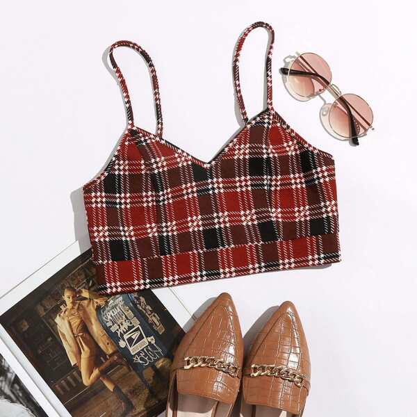 

Plaid Crop Cami Top, Multicolor