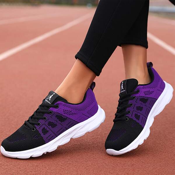 

Lace-up Front Knit Sneakers, Purple