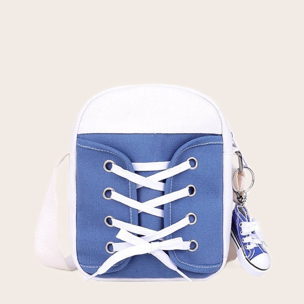 

Kids Shoes Charm Lace-up Decor Crossbody Bag, Blue