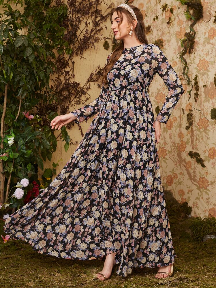 Seusyu Allover Floral Print Dress - Multicolor - View 3