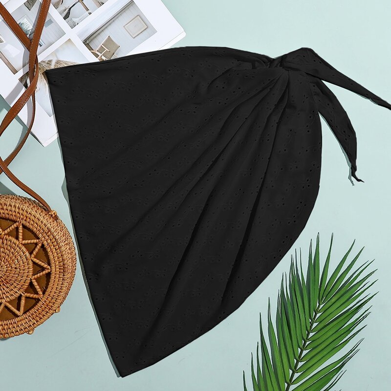 

Schiffy Wrap Knot Cover Up Skirt, Black