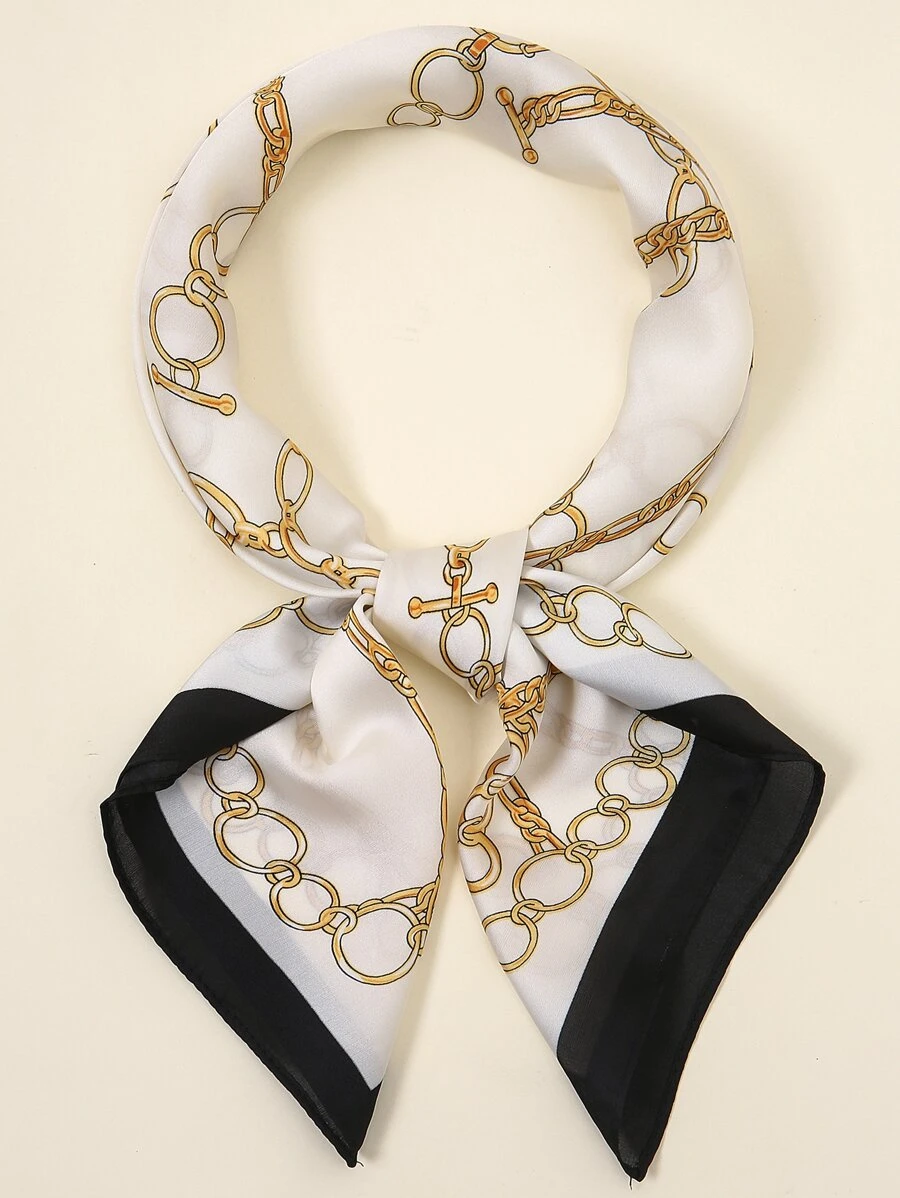 1pc Simple Printed 70cm Square Scarf, Women's Multi-Use Waist Belt, Bag Accessory, Headscarf, Fashionable Neck Scarf For Spring And Autumn Bandana,Hair Band,Head Band Ideal For Dressing Up Your Look - Multicolor - View 1