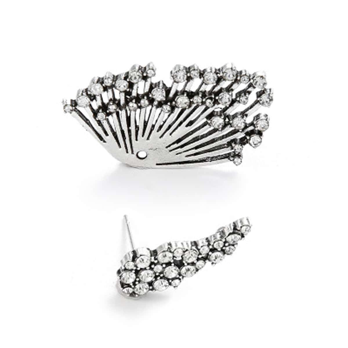 

1pc Rhinestone Fan-shaped Ear Jacket, Silver