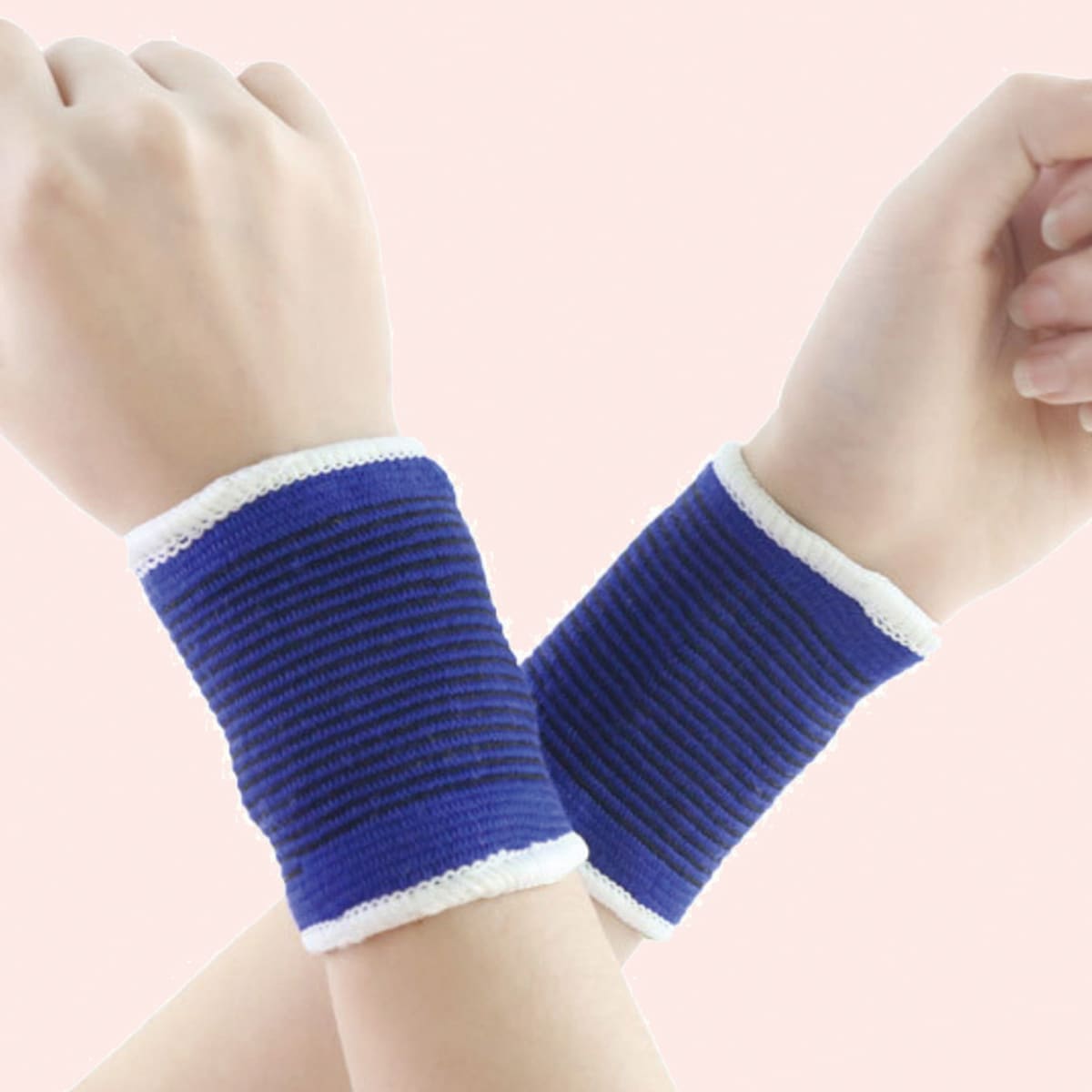 

1pair Striped Sports Wristband, Blue