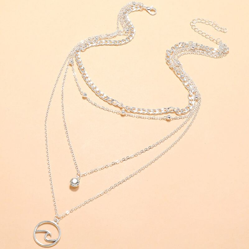 

Waves Charm Layered Necklace, Silver