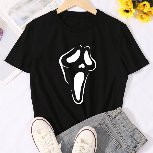 

Футболка с принтом Хэллоуина, Чёрный