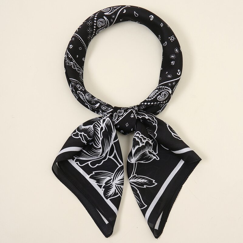 

Flower Print Bandana, Black