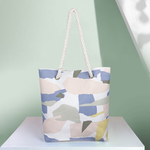 

Colorblock Canvas Tote Bag, Multicolor