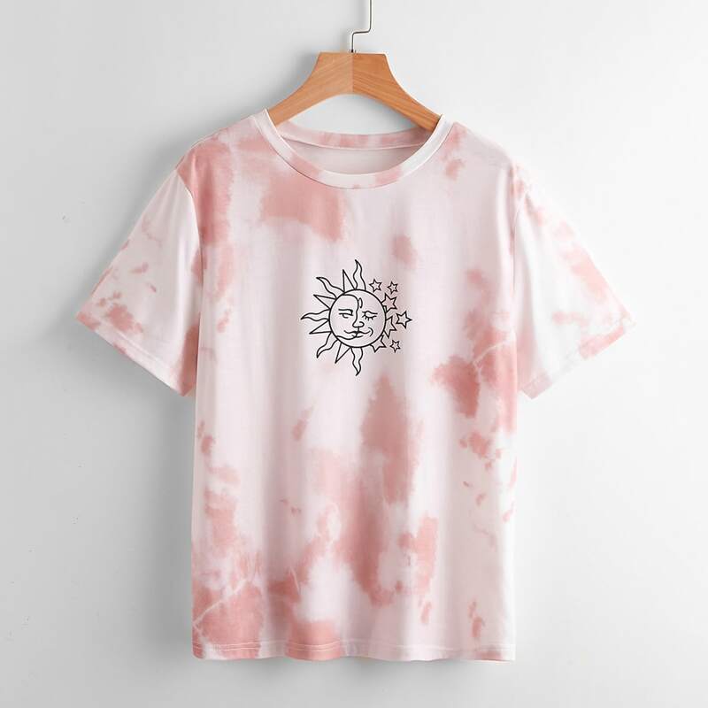 

Sun & Moon Graphic Tie Dye Tee, Multicolor