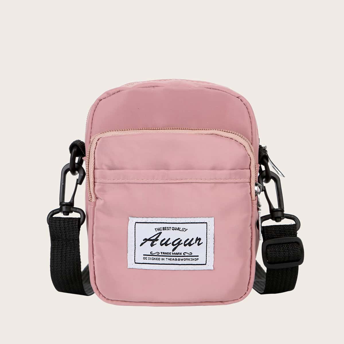 

Letter Patch Crossbody Bag, Pink