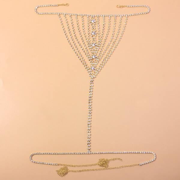 

Rhinestone Decor Body Chain, Gold