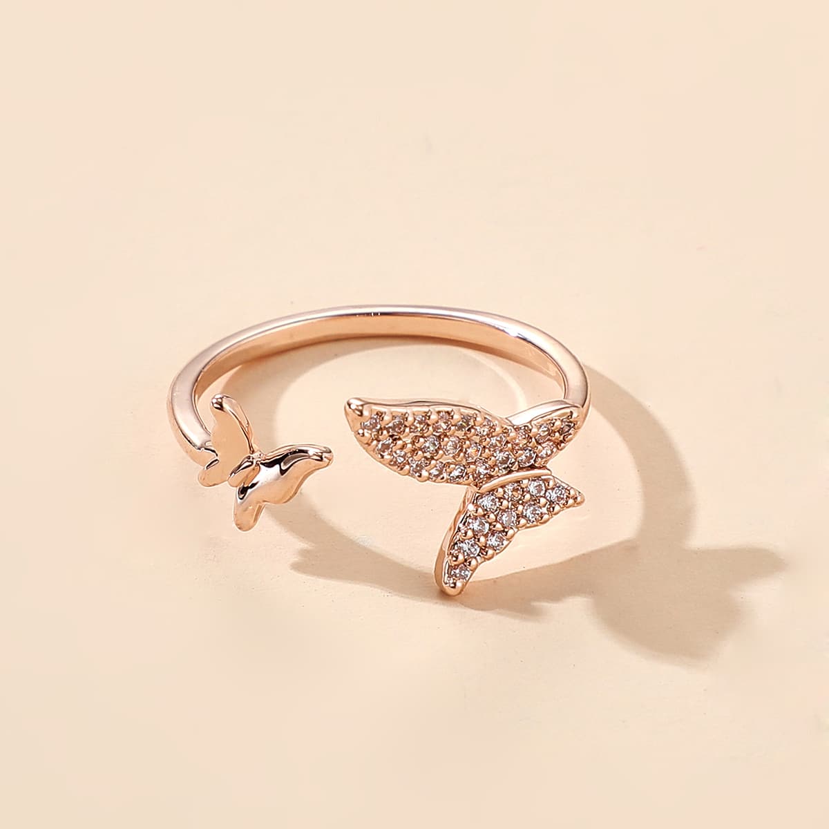 

Rhinestone Butterfly Cuff Ring, Gold