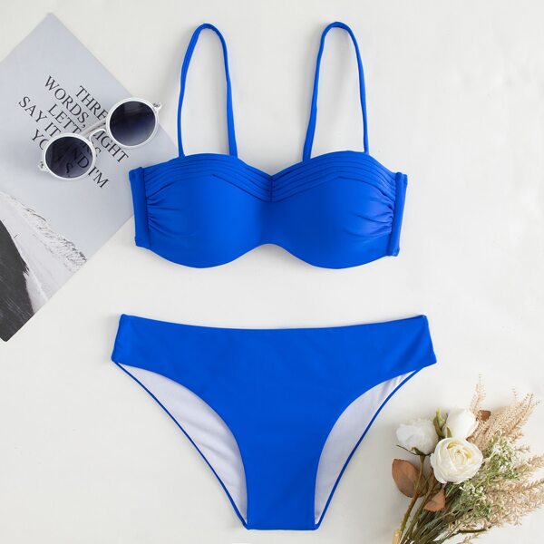 

Ruched Push Up Bikini Swimsuit, Royal blue