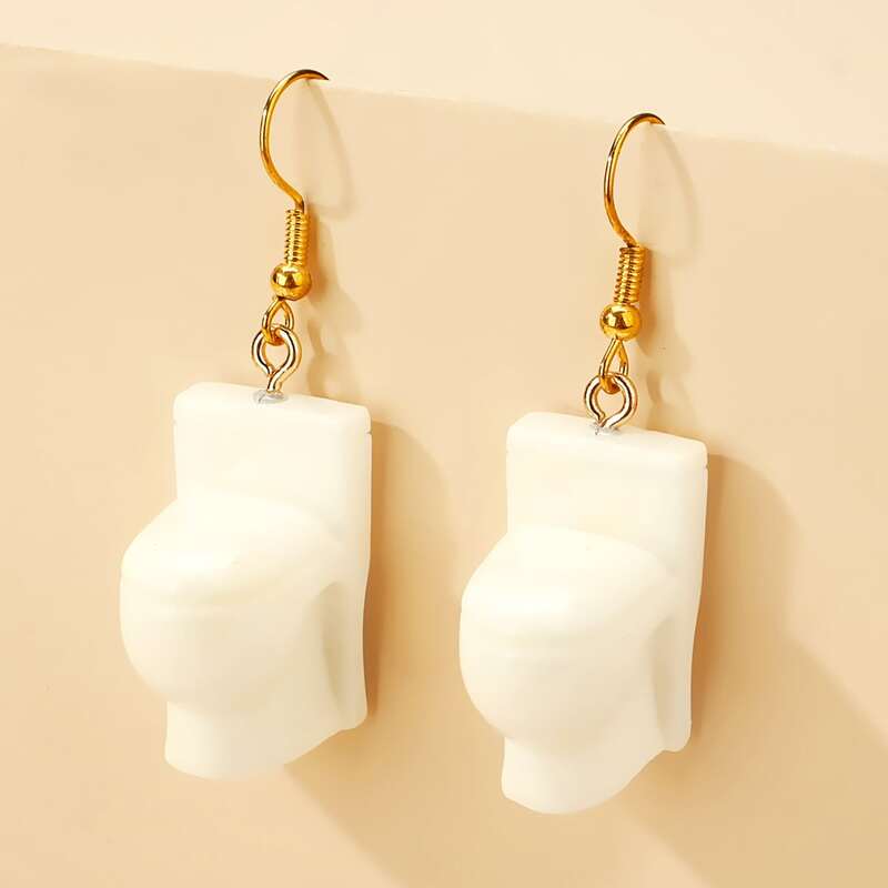 

Toilet Drop Earrings, White
