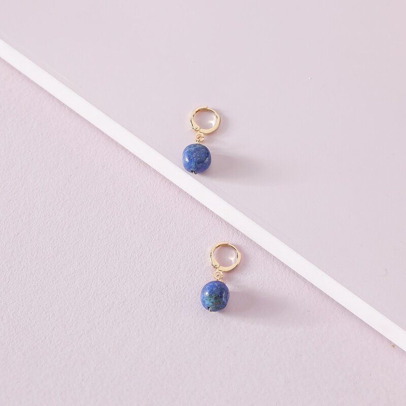 

Stone Charm Drop Earrings, Blue