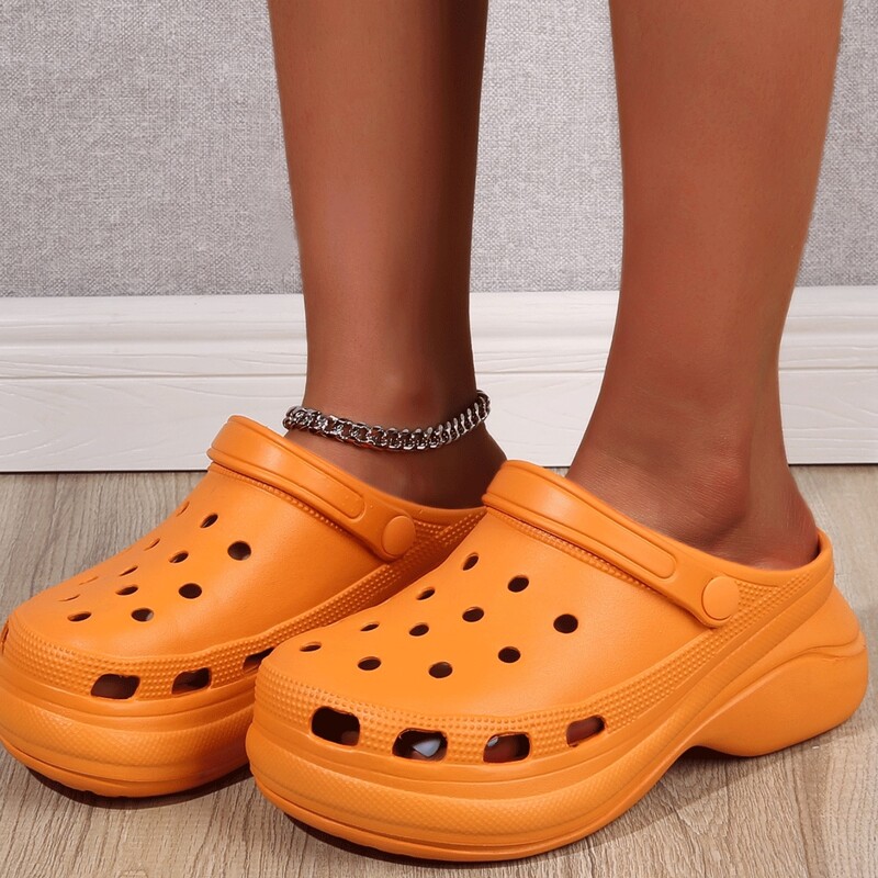 

Minimalist Hollow Out Chunky Sandals, Orange