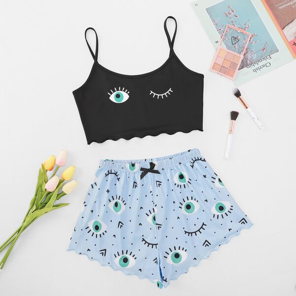 

Eye Print Cami Pajama Set, Multicolor