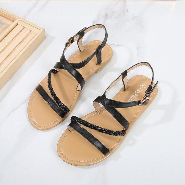 

Braided Cross Strap Slingback Sandals, Black