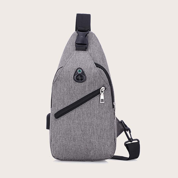 

Men Sling Bag With Earphone Hole, Grey
