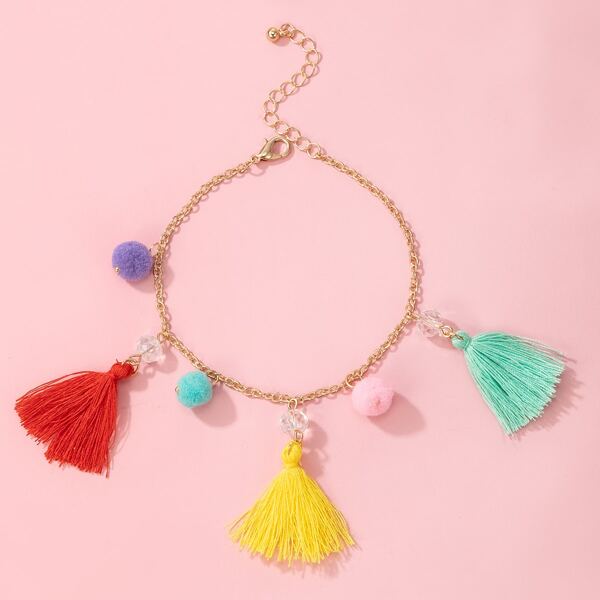 

Girls Tassel Charm Anklet, Multicolor