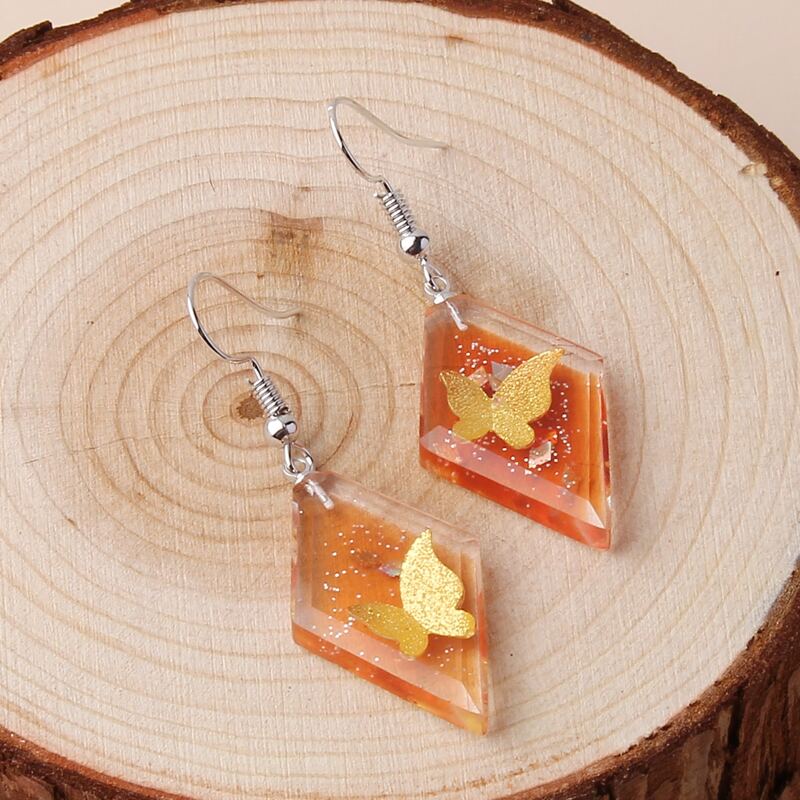 

Butterfly Diamond Drop Earrings, Orange