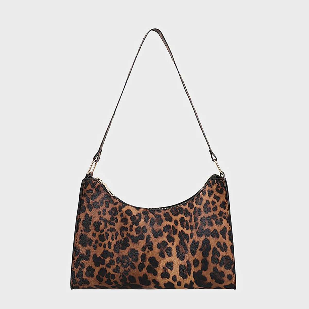 

Leopard Baguette Bag, Brown