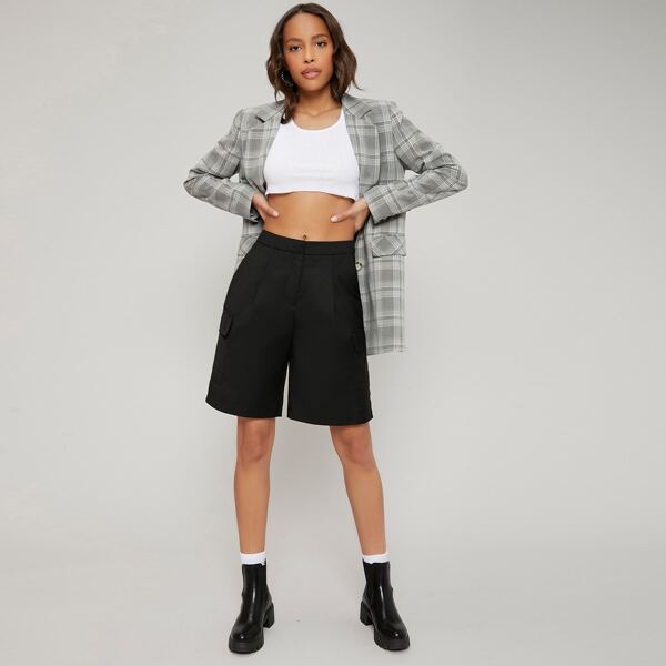

VISCOSE FLAP POCKET SHORTS, Black