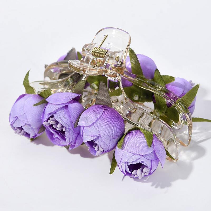 

Flower Decor Hair Claw, Purple