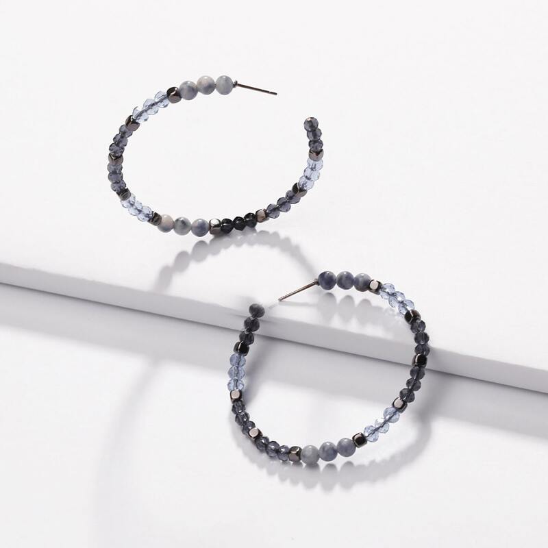 

Crystal Decor Hoop Earrings, Multicolor