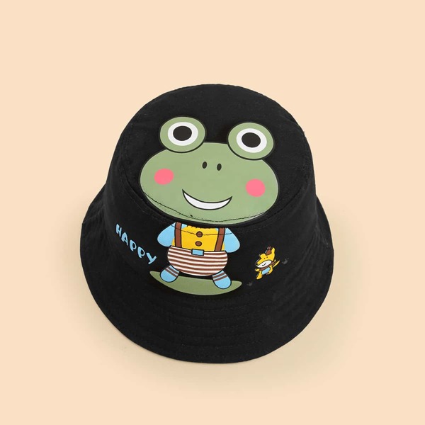 

Toddler Kids Cartoon Graphic Bucket Hat, Black
