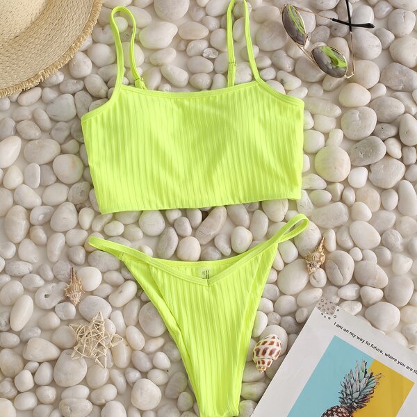 

Neon Yellow Thong Bikini Swimsuit