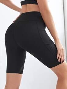 Easithlete Wideband Waist Sports Biker Shorts With Phone Pocket Yoga Women Pants