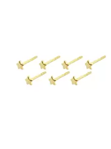7 piezas Pendientes de botón con diseño de estrella - Amarillo Oro - Ver 2