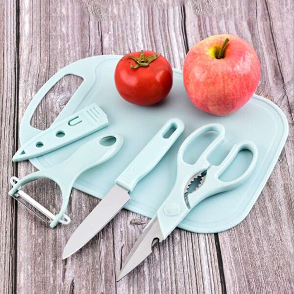 

4pcs Peeler & Knife & Cutting Board Set, Blue
