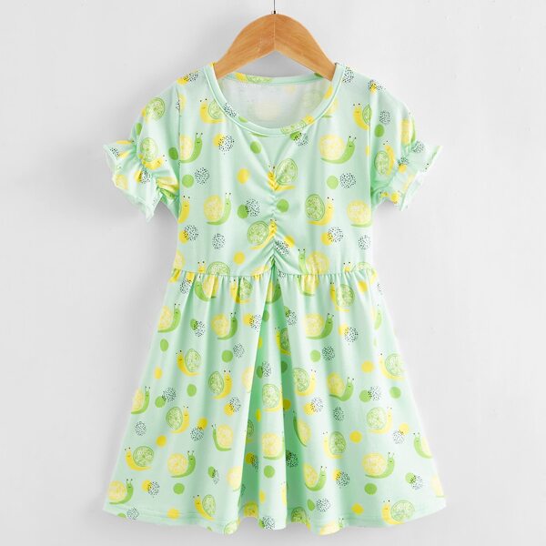 

Toddler Girls Cartoon Graphic Smock Dress, Multicolor