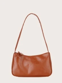 件純色時尚簡約 Pu Baguette 手提包