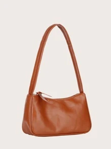 件純色時尚簡約 Pu Baguette 手提包