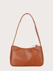 件純色時尚簡約 Pu Baguette 手提包