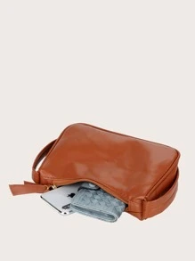 件純色時尚簡約 Pu Baguette 手提包