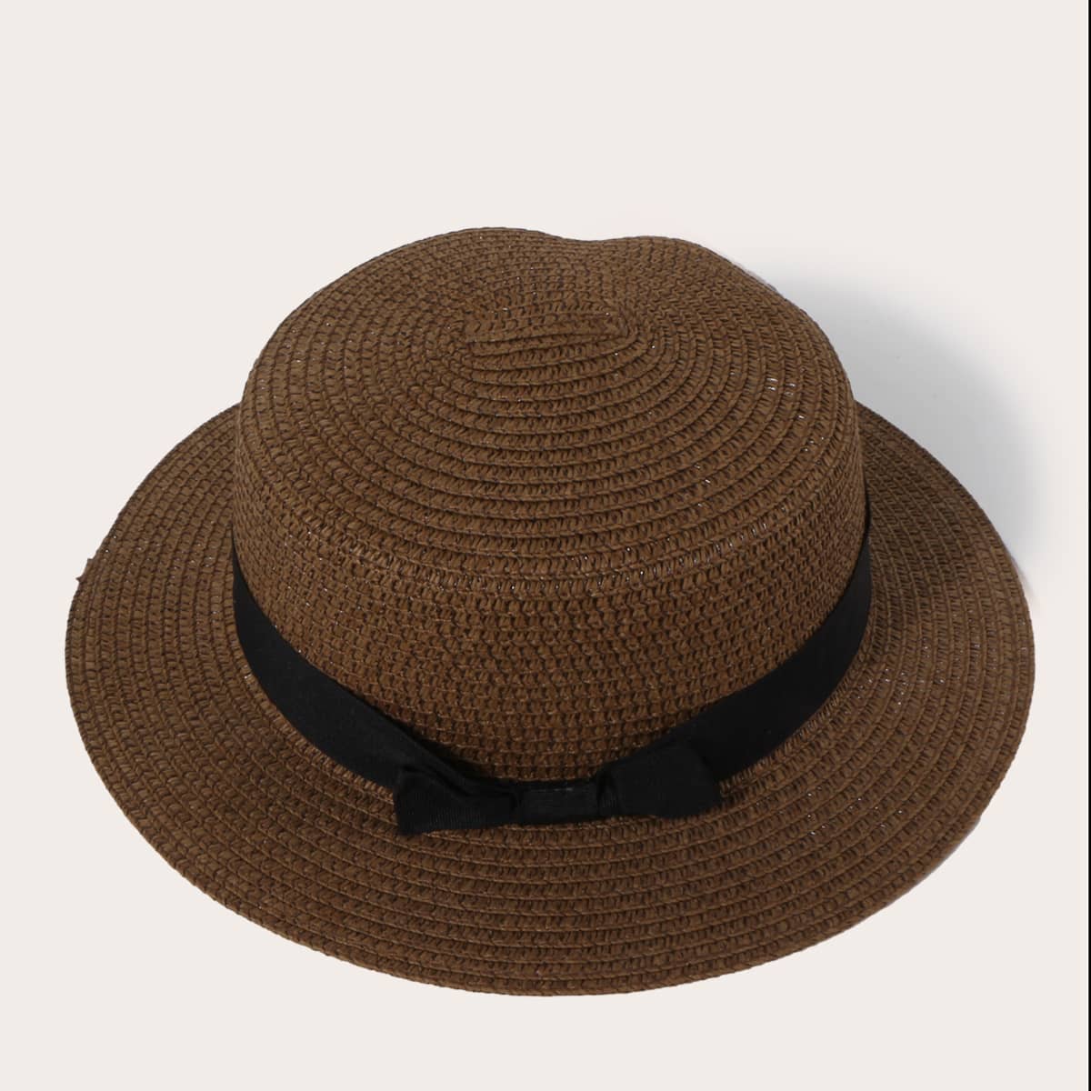 

Bow Decor Straw Hat, Coffee brown