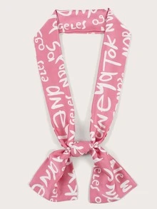 Letter Graphic Skinny Scarf - Multicolor - View 1