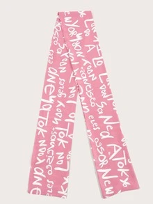 Letter Graphic Skinny Scarf - Multicolor - View 2