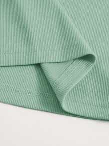 SHEIN EZwear Scoop Neck Solid Tank Top - Mint Green - View 4
