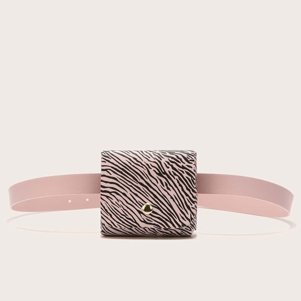 

Mini Zebra Print Belt Bag, Pink