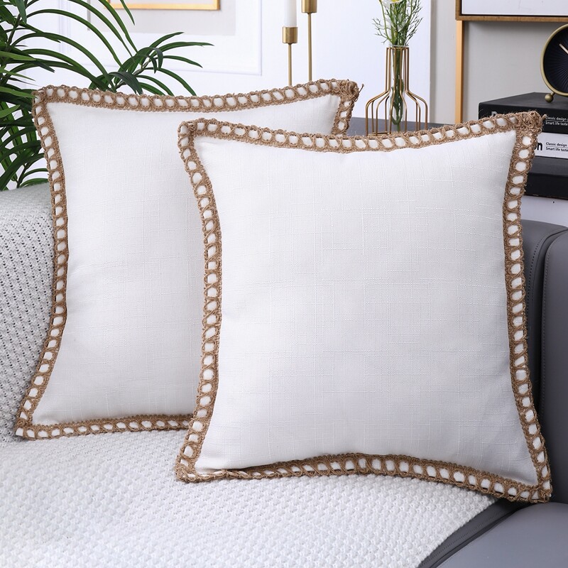 

Whipstitch Edge Cushion Cover Without Filler, White