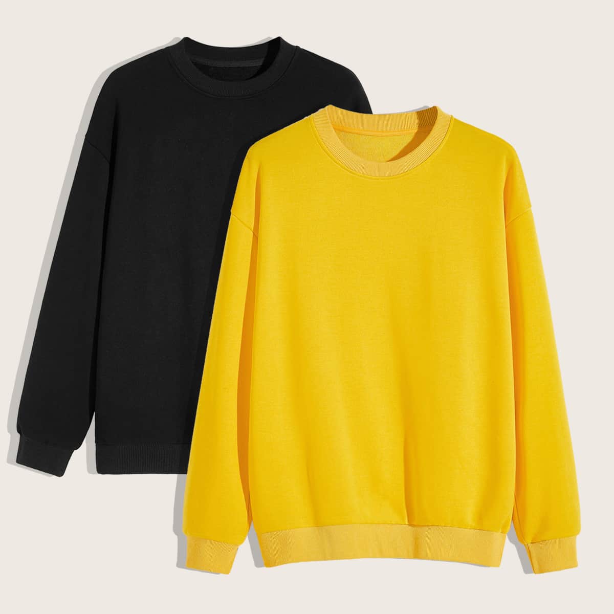 

Guys 2pcs Solid Sweatshirt, Multicolor