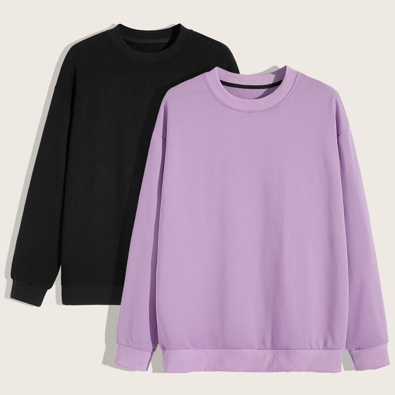 

Guys 2pcs Solid Sweatshirt, Multicolor