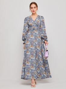 Mulvari Ruffle Cuff Allover Floral Belted Dress - Multicolor - View 1